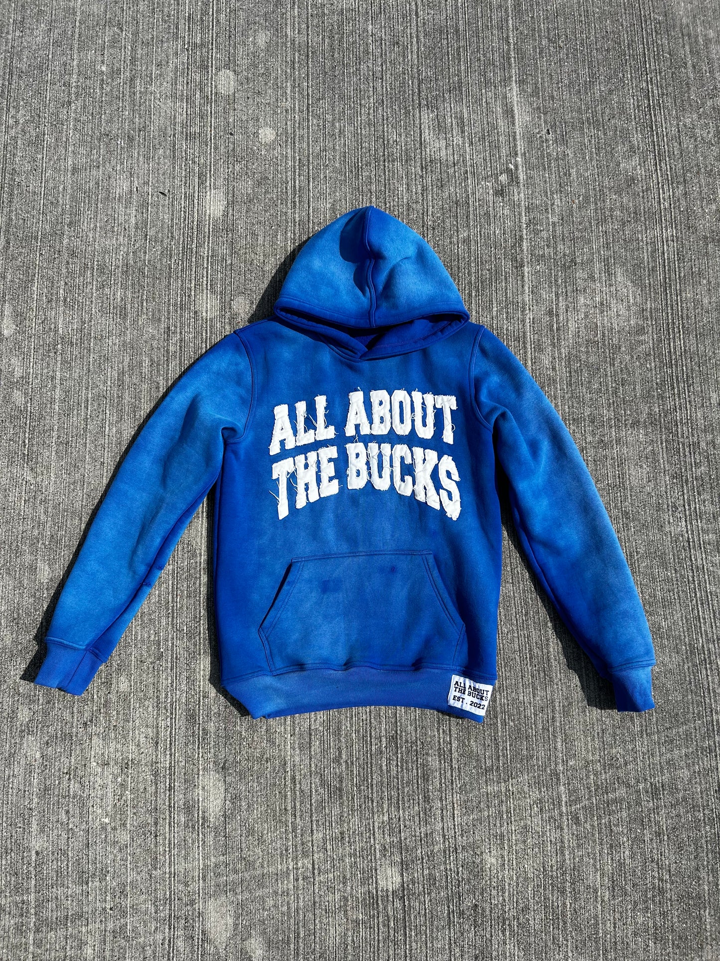 AllAboutTheBuck$ Blue Distressed Hoodie
